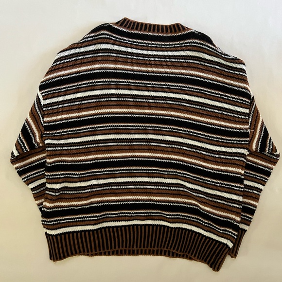 Striped Women’s Sweater - Brown, Black, White - Picture 4 of 4